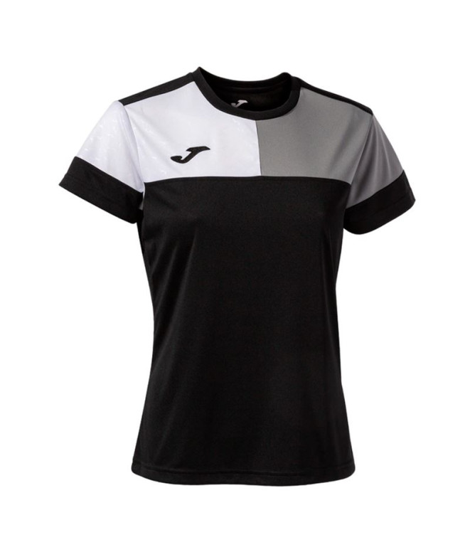 Camiseta Futebol Joma de Manga curta Crew V Preto Cinzento Branco Menina