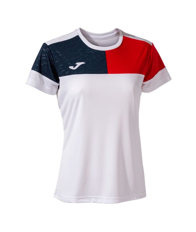 T-shirt Football Joma of Short Sleeve Crew V White Navy Red Fille