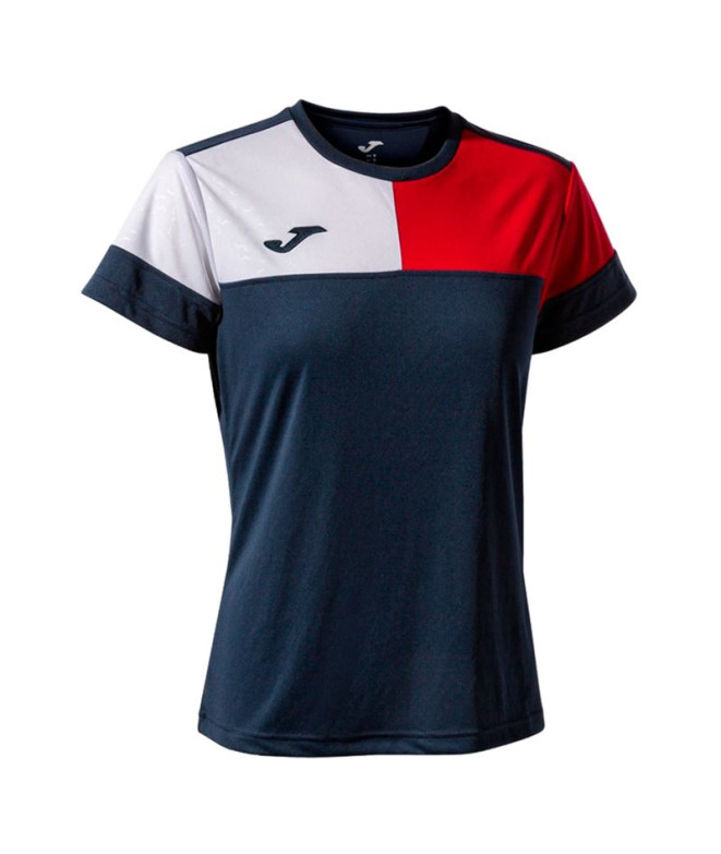 Camiseta Futebol Joma de Manga curta Crew V Navy Vermelho Branco Menina