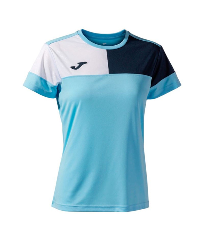 Camiseta de Fútbol Joma Manga Corta Crew V Celeste Marino Blanco Niña