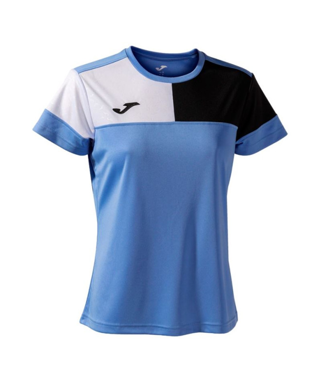 Camiseta Futebol Joma de Manga curta Crew V Azul Preto Branco Menina