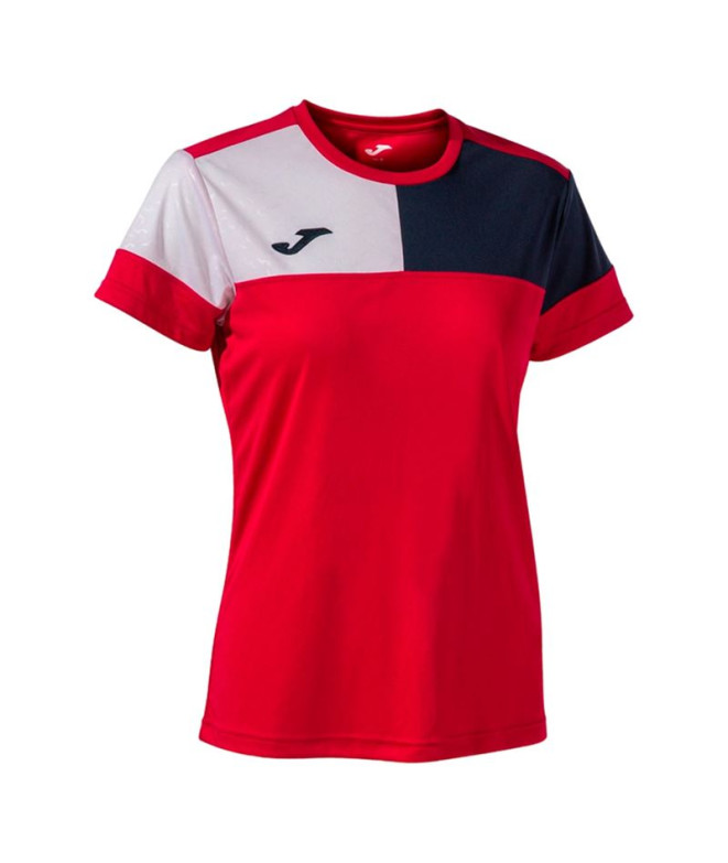 Camiseta Futebol Joma de Short Sleeve Crew V Navy Red White Menina