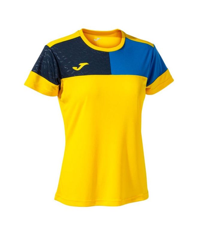 Camiseta de Fútbol Joma Manga Corta Crew V Amarillo Royal Marino Niña