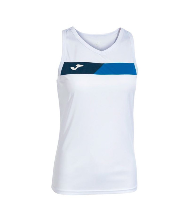 Camiseta Pádel Joma Court de Branco sem mangas Royal Navy Menina