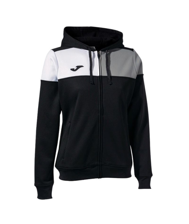 Chaqueta de Fútbol Joma Con Capucha Crew V Negro Gris Blanco Niña
