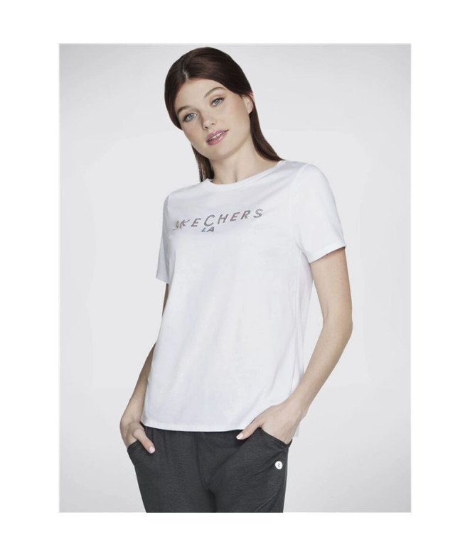 Camiseta Skechers Mulher Branco brilhante