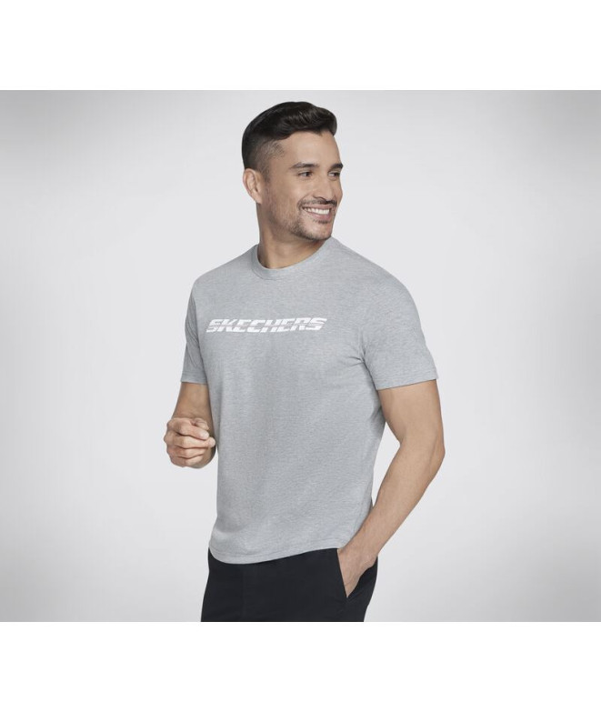 Camiseta Skechers Skechers Homem Riscado Cinzento