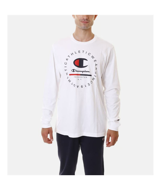 Camiseta Champion Long Sleeve Crewneck T-Shirt Hombre Blanco