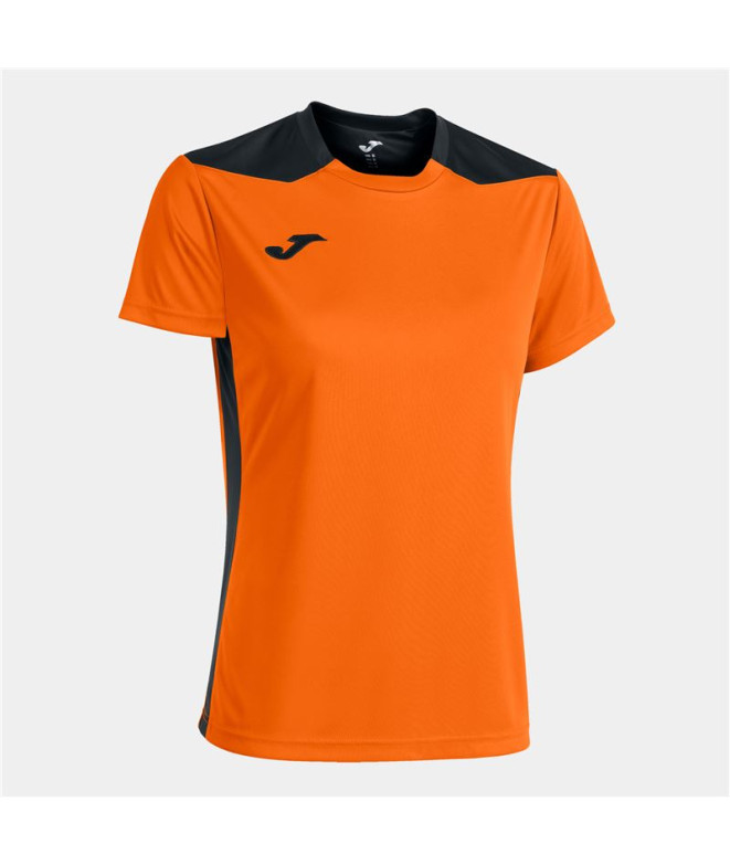 Camiseta Joma Mulher Campeonato de manga curta VI Laranja Preto