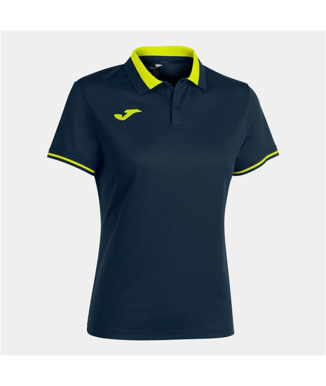 Polo Joma Mulher campeonato de Futebol VI Flúor Amarelo Marinho