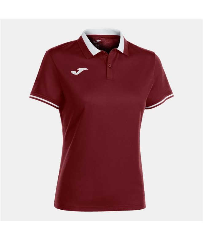 Polo Joma Mulher campeonato de Futebol VI Bordeaux Branco