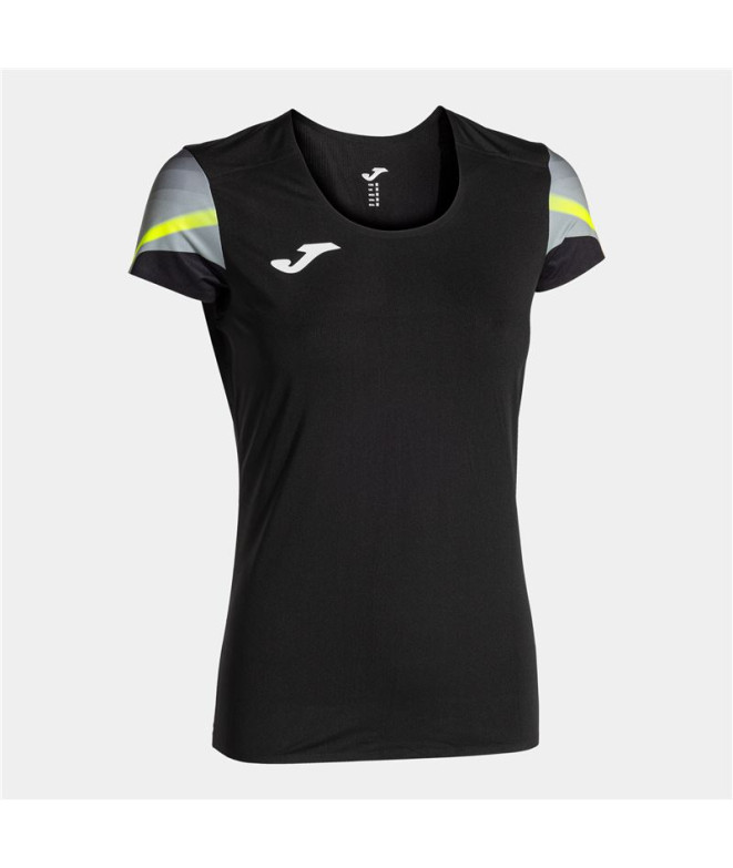 Camiseta Manga Corta Joma Elite XI Mujer Negro Amarillo Fluor