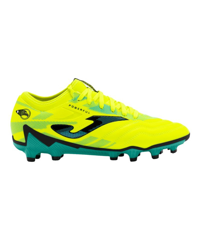 Futebol Joma Poderoso 2411 Amarelo Fluorescente Turquesa Botas de Terra Firme