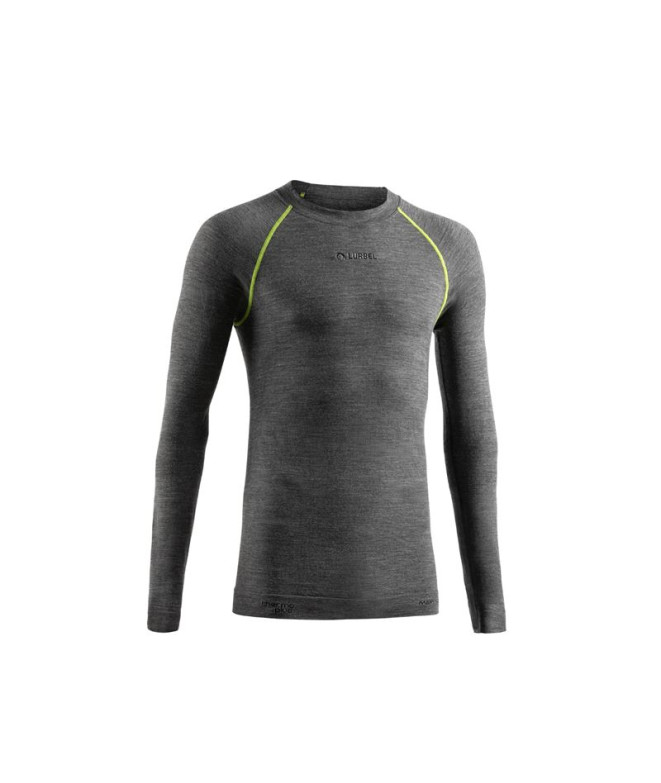 Camiseta de Trail Lurbel Merino Long Sleeves Hombre Gris/Pistacho