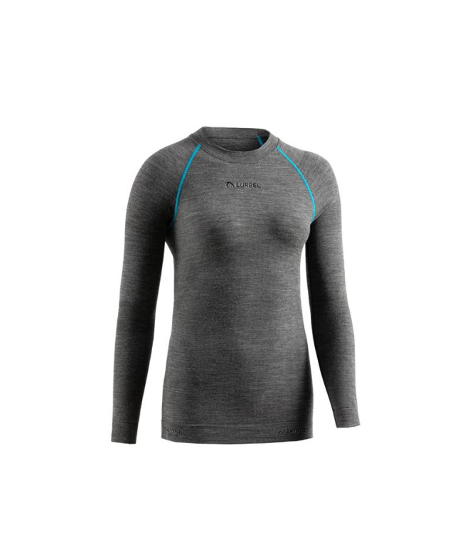 Camiseta de Trail Lurbel Merino Long Sleeves Mujer Gris/Turquesa