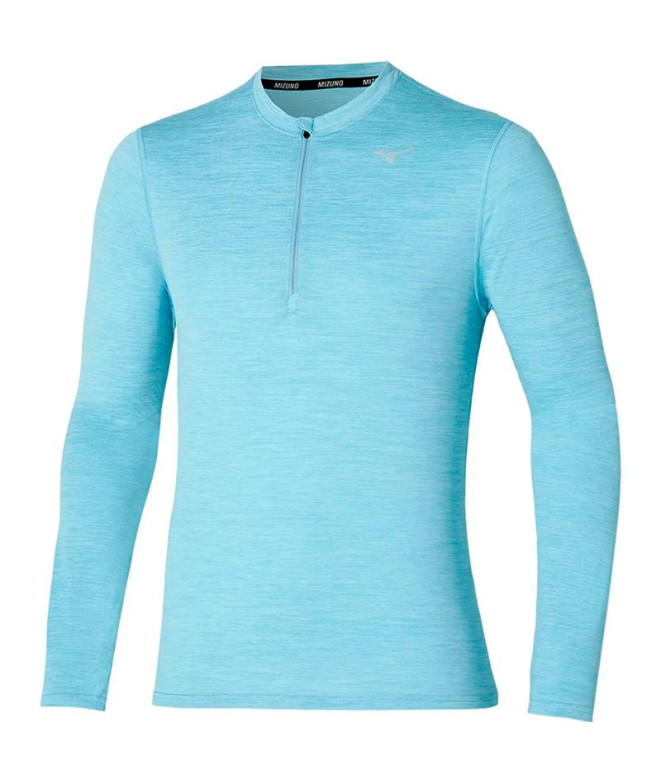 Camiseta Fitness Mizuno Homem por Impulse Core Ls Hz Azul Pastel