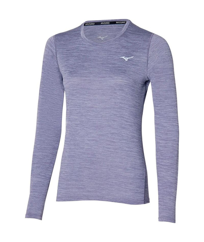 Camiseta Fitness Mizuno Mulher por Impulse Core Ls Tee Violeta