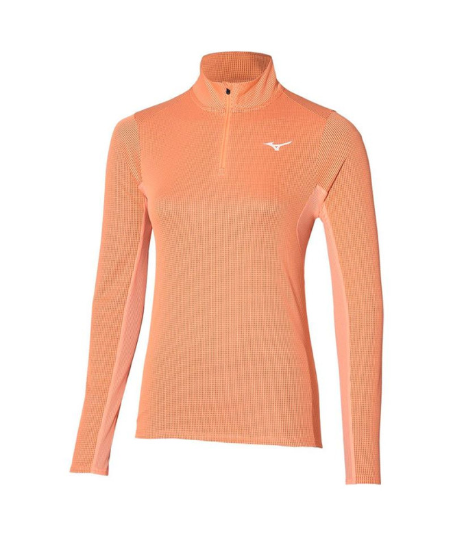 Camiseta Running Mizuno Mulher por Dryaeroflow Ls Hz Peach Pink