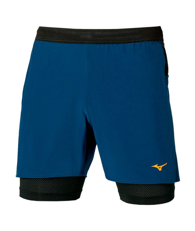 Calça Trail Mizuno Homem Short from Er 5.5 2In1 azul-marinho