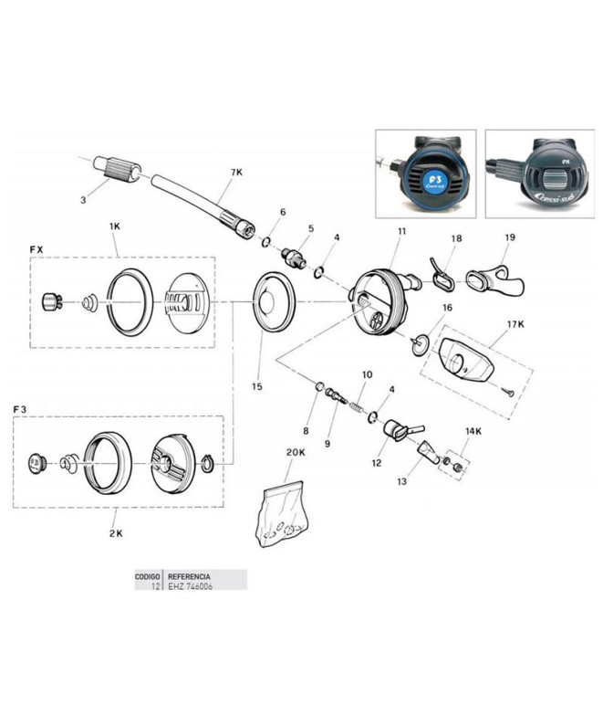 Membrane d'expiration 2nd Et/Discharge Valve Sfcs Cressi