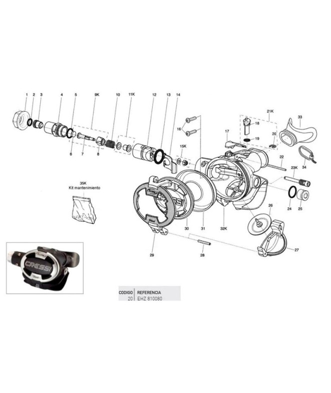 Deflector Seeger Cressi Ellipse-XS Compact-XS Compact P