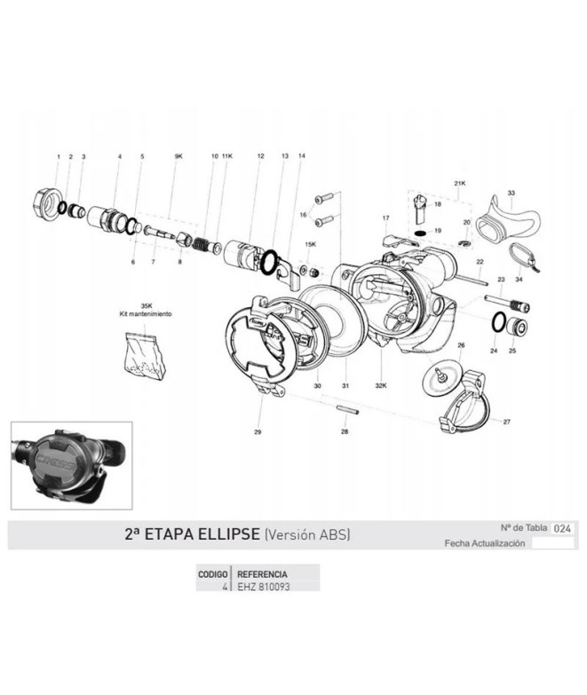 Écrou de siège de soupape Cressi Ellipse