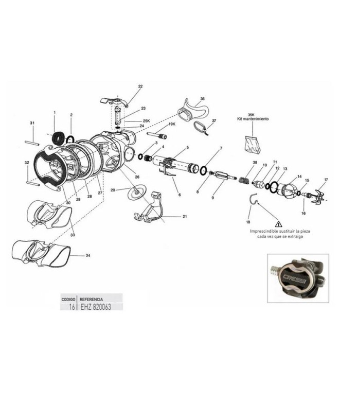 Tuerca Microregulacion Pomo Ellipse Balanced-Maste Cressi