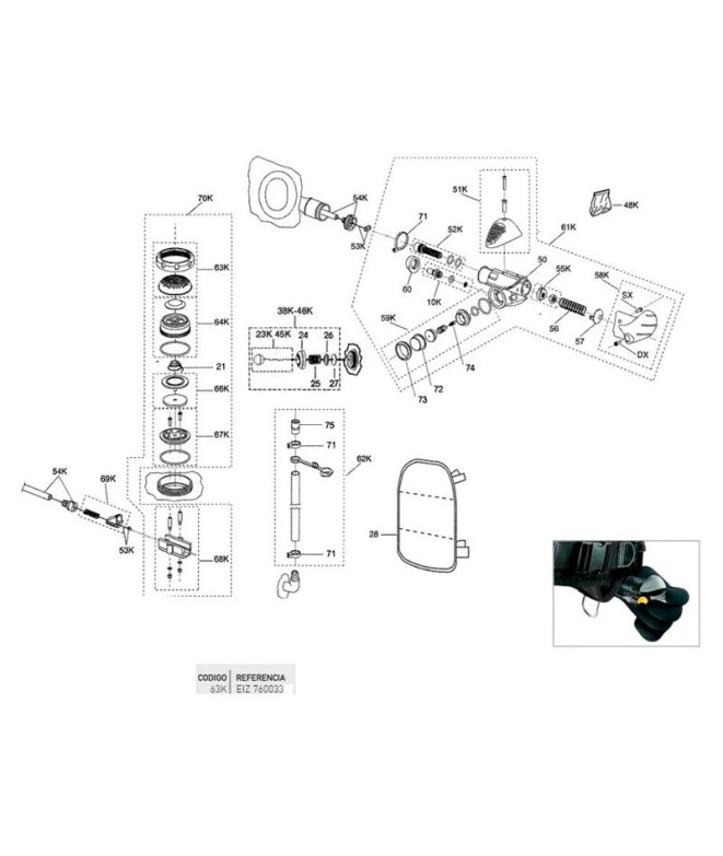 Aro Tampa de aço inoxidável + válvula superior Fcs Cressi