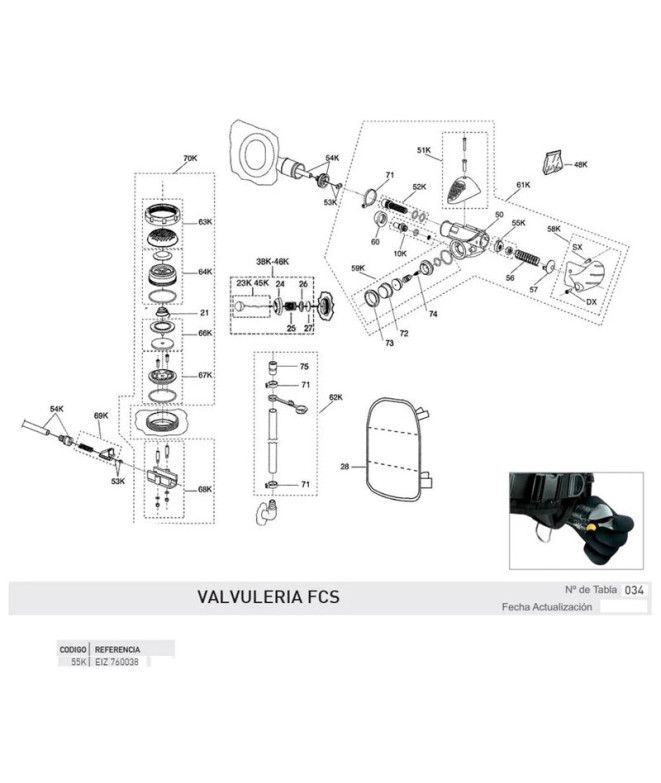 Porca do sistema de tensionamento Cressi Fcs