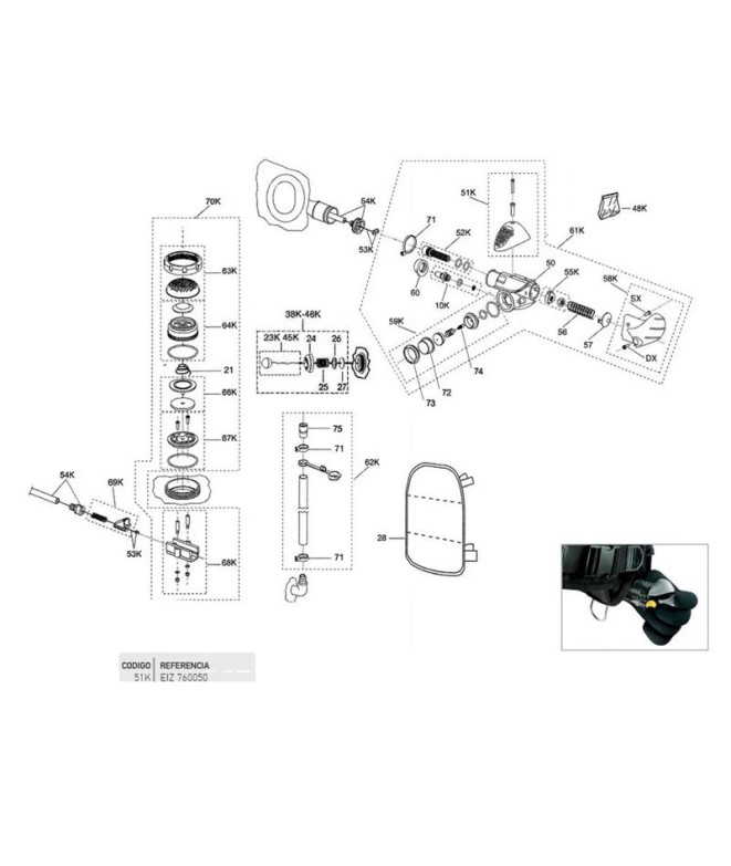 Cressi Fcs Botão de pressão de descarga C/parafuso