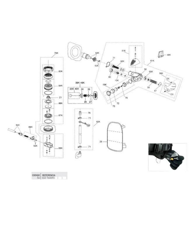 Cressi Fcs Bouton poussoir de vidange Ressort