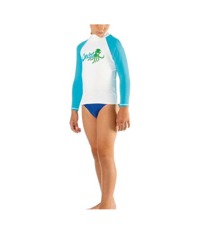 Camiseta Infantil Cressi Rashguard Manga comprida Branco Água-marinha