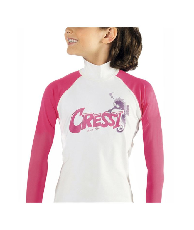 Camiseta Infantil Cressi Rashguard Manga comprida Branco Rosa