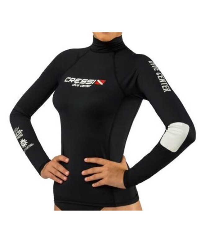Camiseta Manga Larga Cressi Rashguard Donna Dive Center Mujer Negro