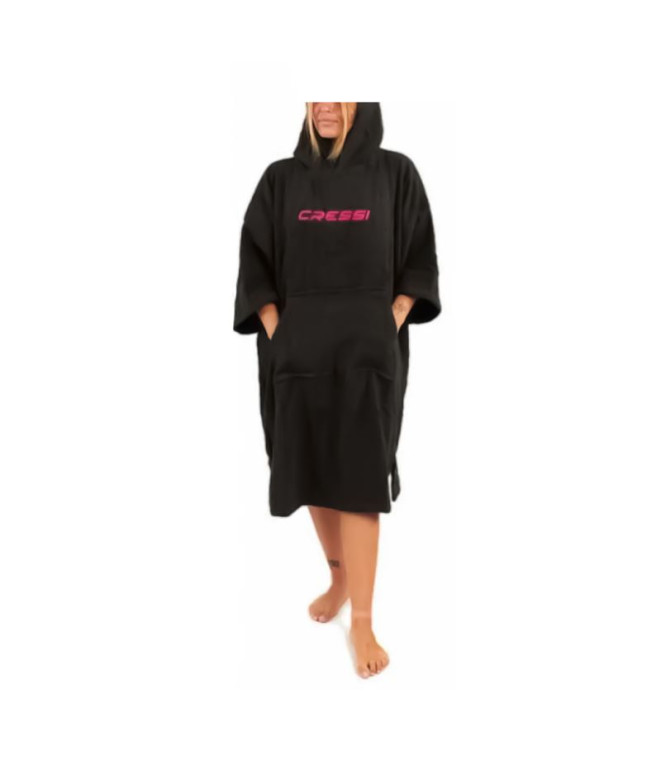 Roupão de banho Mulher Poncho- Cressi Jedi Preto - Rosa