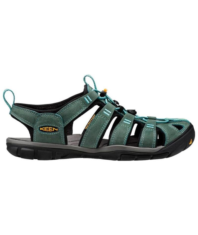 Sandales Montagne de Keen Clearwater Cnx Leather Mineral Blue/Yellow Femme