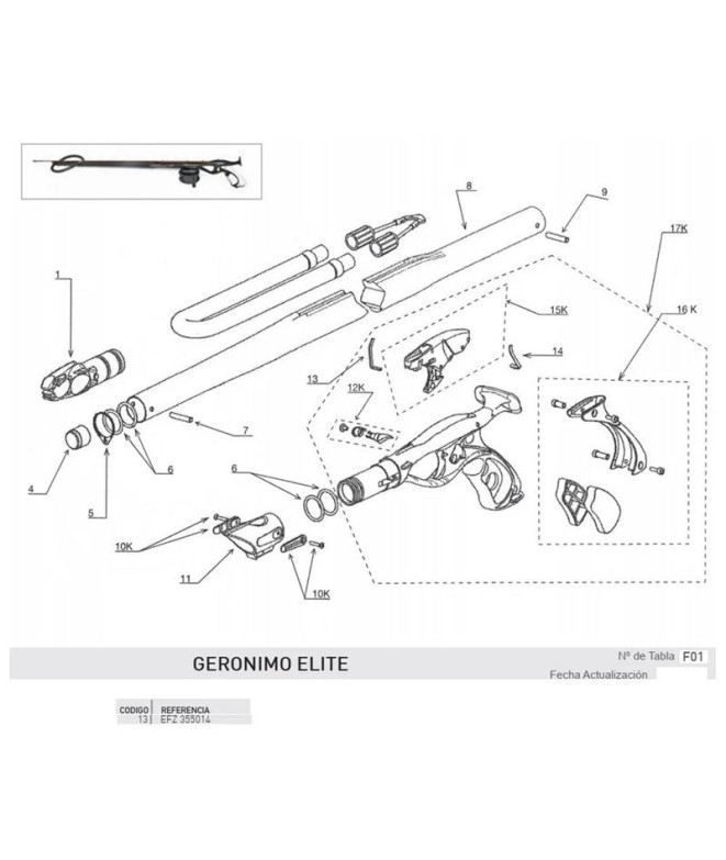 Porte-fil rétractable Geronimo (droit) Cressi