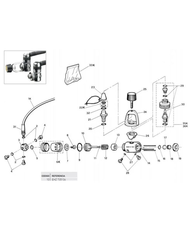 Piston 1er étage Ac9-Ac10 Cressi