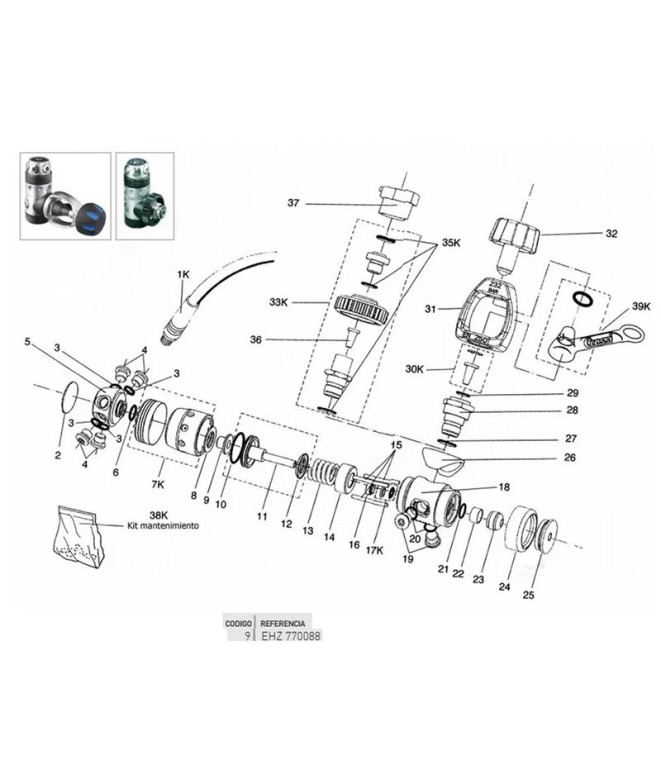 Ac10 Cressi Ac10 Tourelle rotative Vis de passage d'air