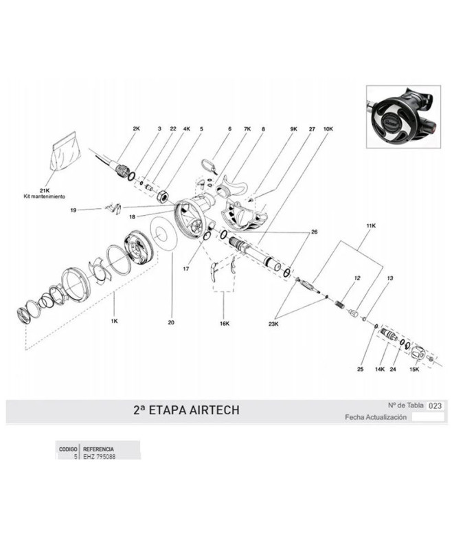 Écrou de fixation du 2e étage Cressi Air- Tech