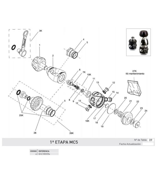 Écrou de fixation de l'étrier Cressi Mc5- Mc9