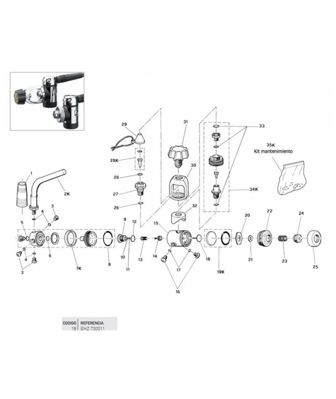 Aiguille Valve de percussion Mc5 Cressi