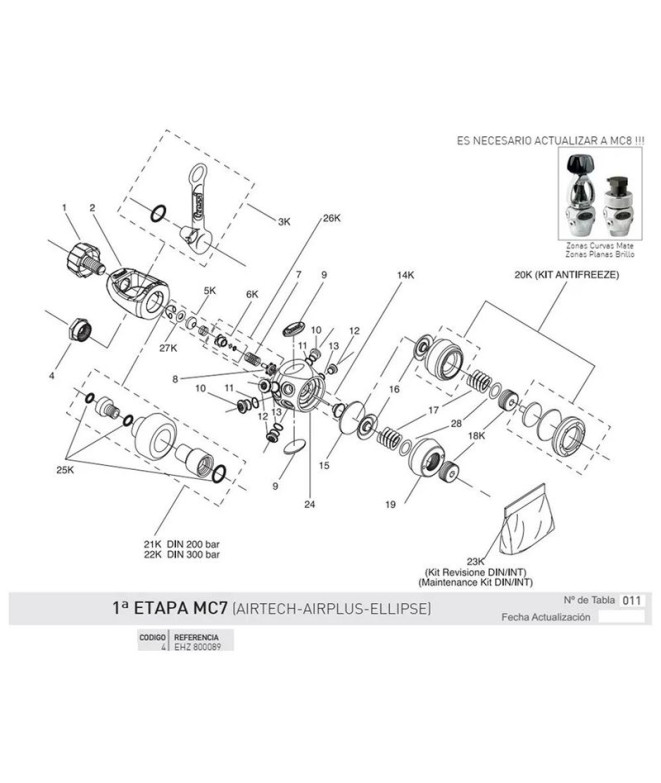 Cressi Mc7-Mc8 1st Stage Stirrup Fixing Nut (écrou de fixation de l'étrier)