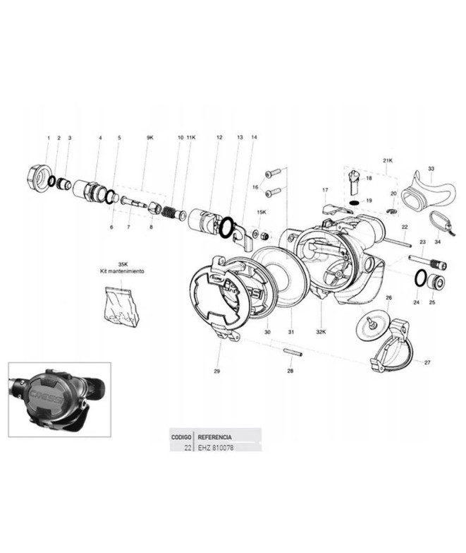 Cressi Ellipse Ellipse Cover Hinge Pin