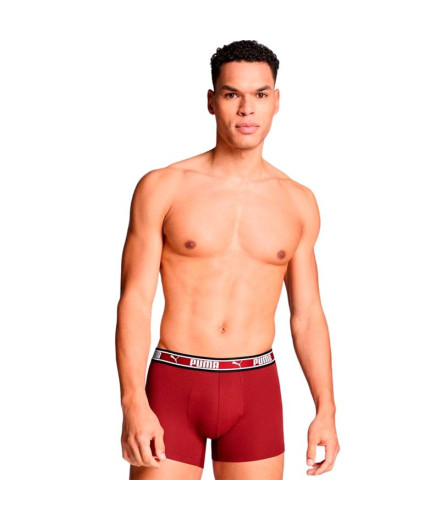 Cuecas Puma Dual Logo 2P cor de vinho Homem 2