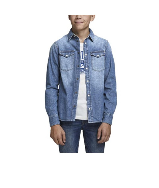 Camisa Infantil Jack & Jones Esheridan Medium Blue Denim