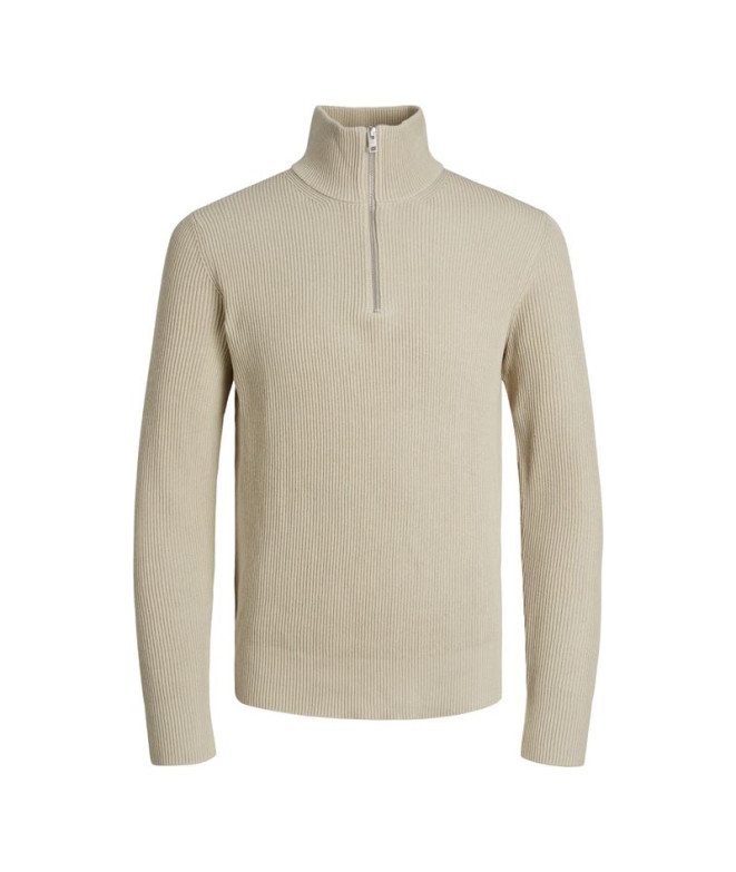 Sweat Homme Jack & Jones Rccperfect Knit Half Zip Island Fossil