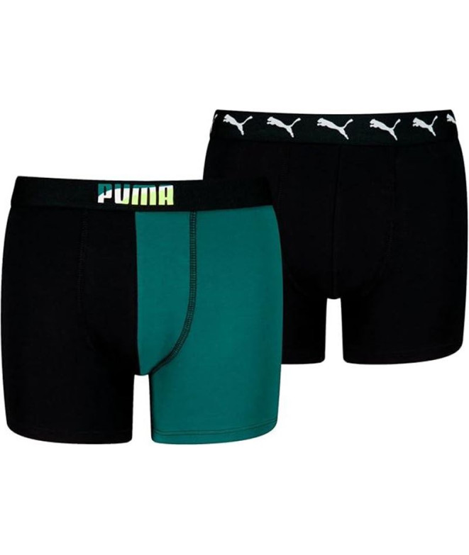 Calzoncillos Puma Colour Block Infantil Negro/ Verde Pack
