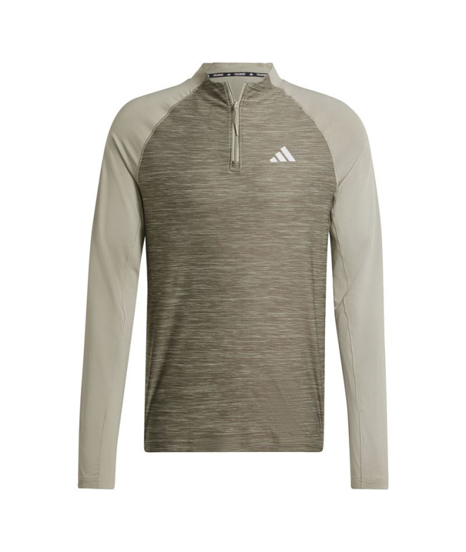 Camiseta de Fitness Gym+ 3 Bandas 1/4Zip Hombre Marrón