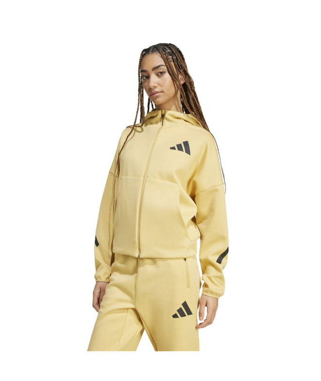 Casaco adidas Z.N.E. Full Zip Hoodie Mulher Aveia
